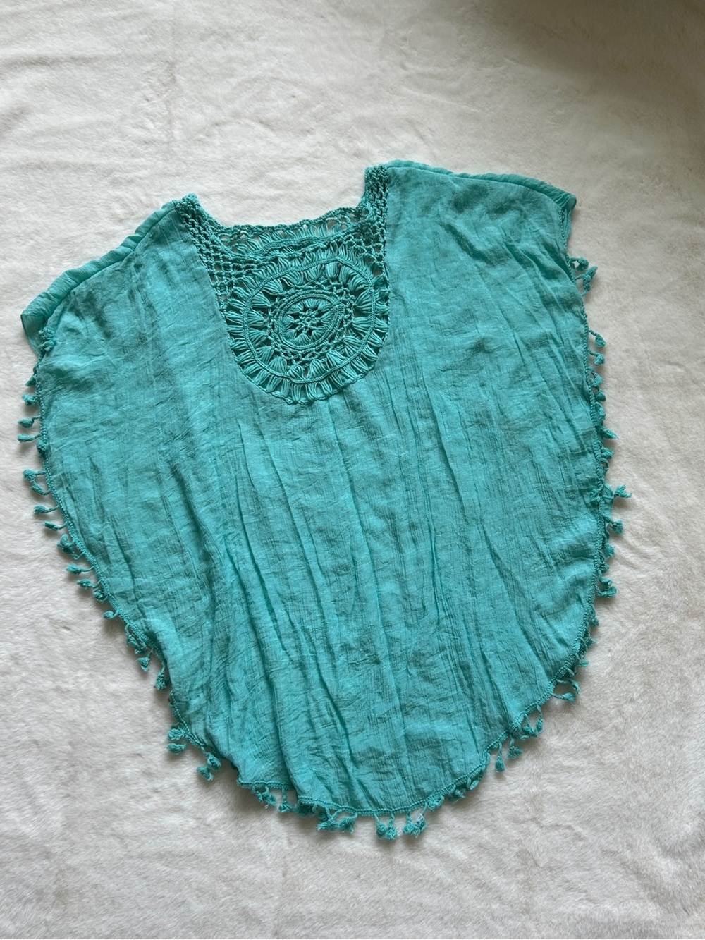 Boho Turquoise Crochet Accent Beach Cover-Up